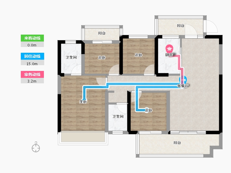 安徽省-亳州市-九铭云府-95.56-户型库-动静线