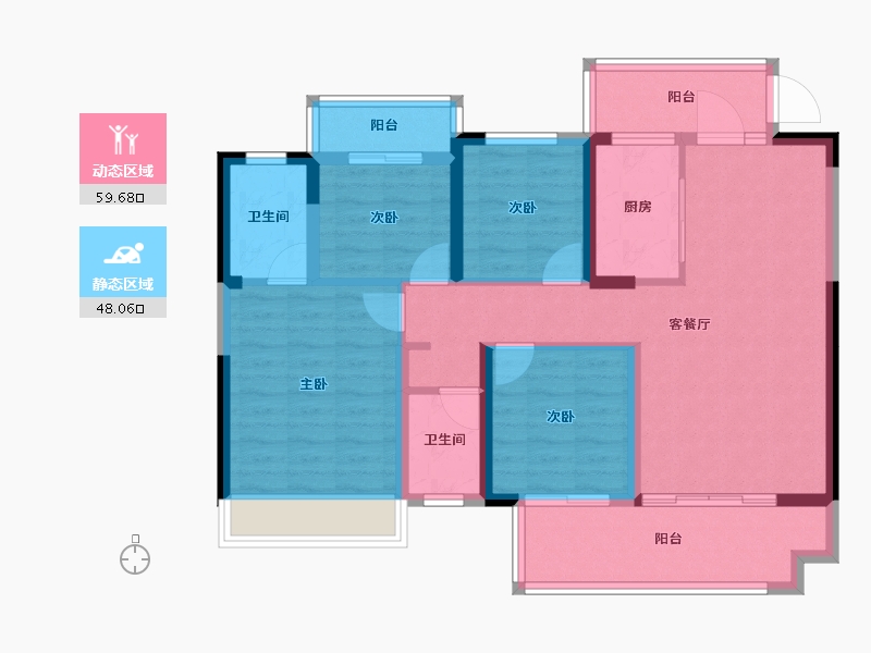 安徽省-亳州市-九铭云府-95.56-户型库-动静分区