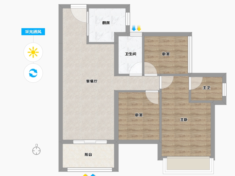 广东省-深圳市-东关珺府-66.90-户型库-采光通风