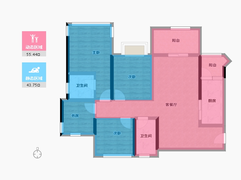 四川省-成都市-领地天府国际康城-86.77-户型库-动静分区