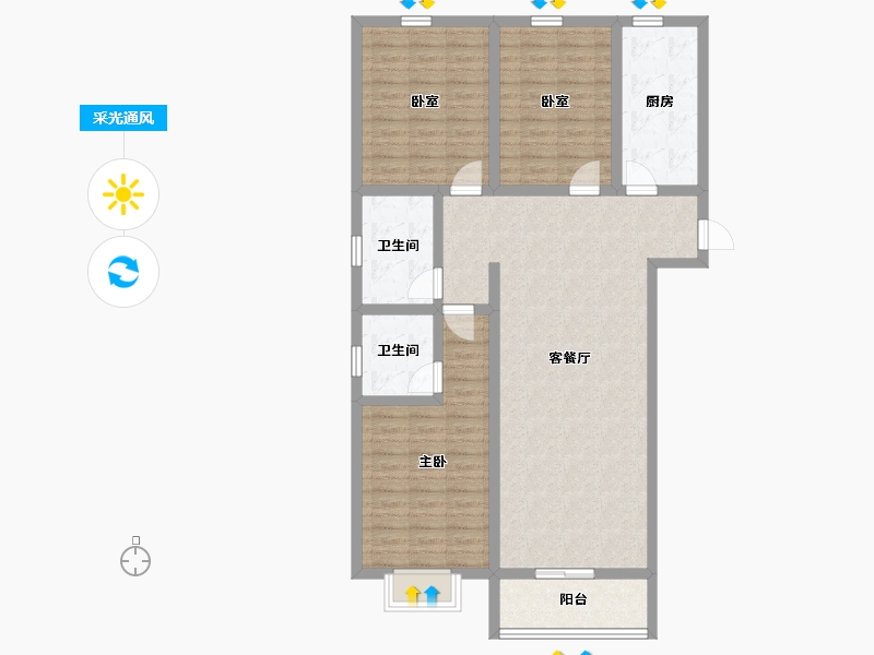 河北省-石家庄市-国宅澜悦府-108.00-户型库-采光通风