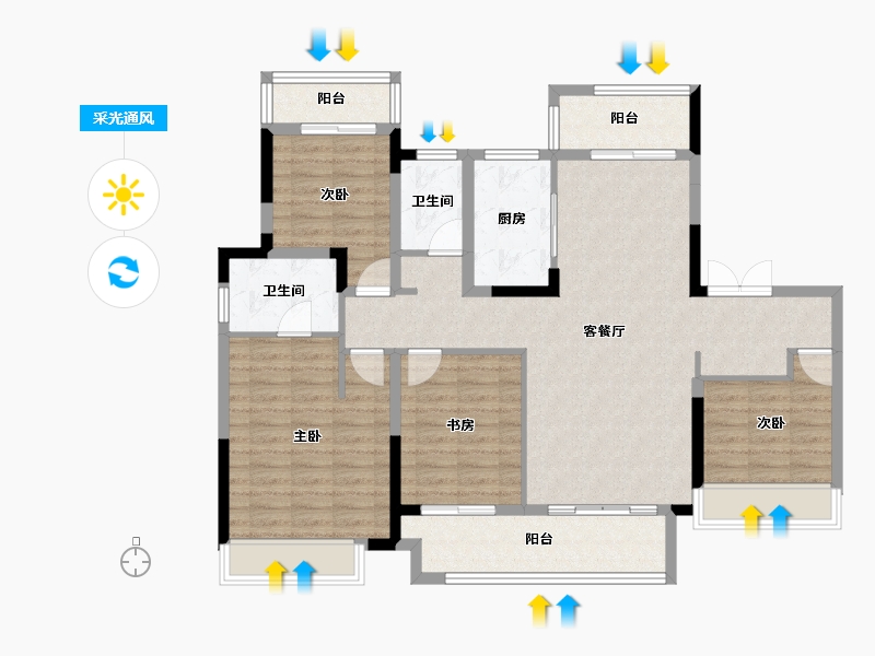 安徽省-亳州市-九铭云府-114.26-户型库-采光通风