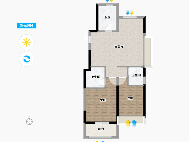 浙江省-舟山市-金宸府-76.00-户型库-采光通风