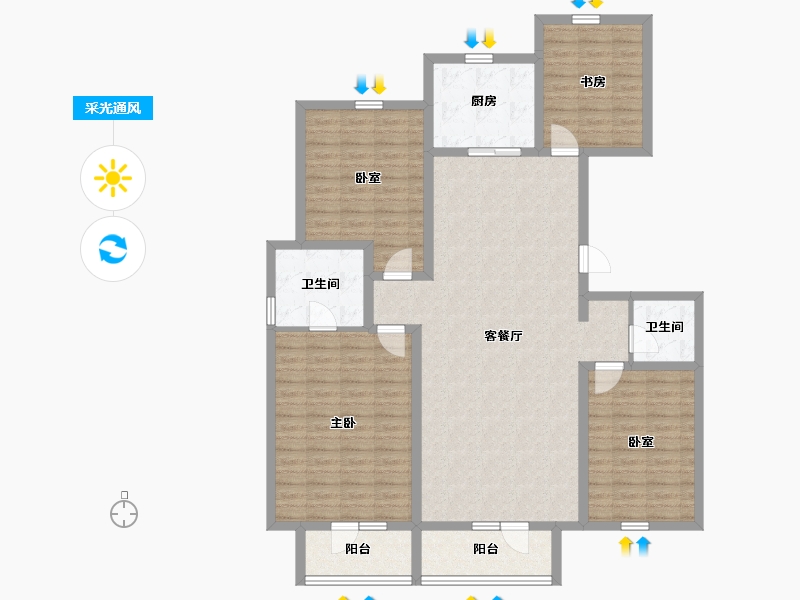 河北省-石家庄市-国宅澜悦府-132.00-户型库-采光通风