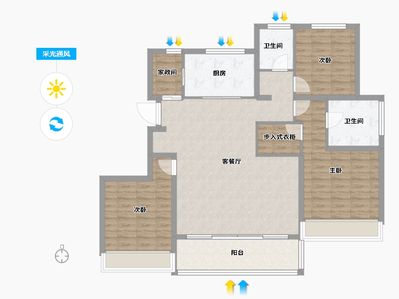 江苏省-苏州市-仁恒四季和鸣雅园-114.27-户型库-采光通风