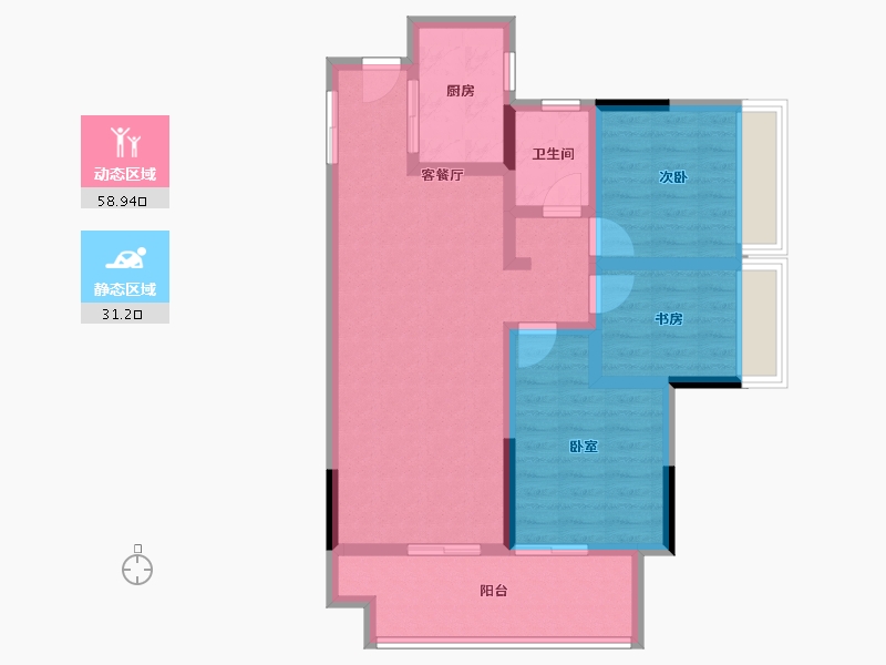 河南省-郑州市-鑫苑·悦府-79.99-户型库-动静分区