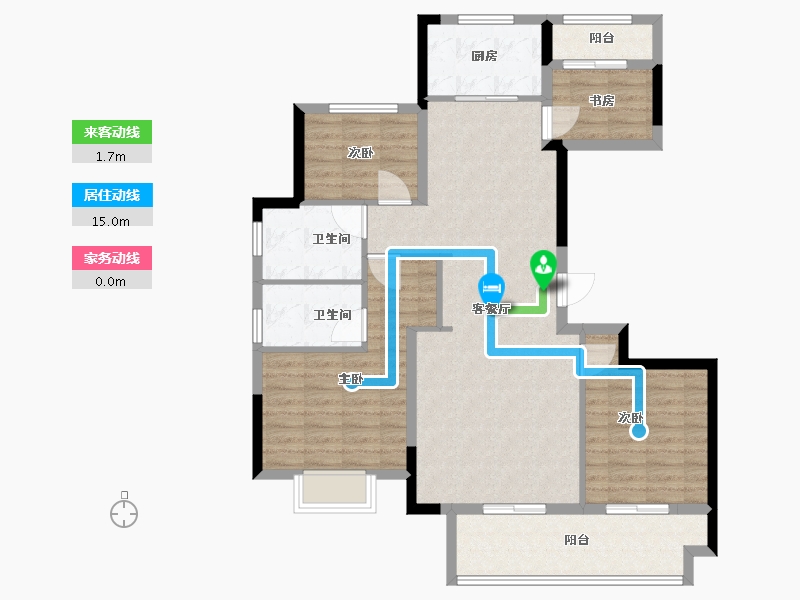 浙江省-绍兴市-鉴湖南院-103.00-户型库-动静线