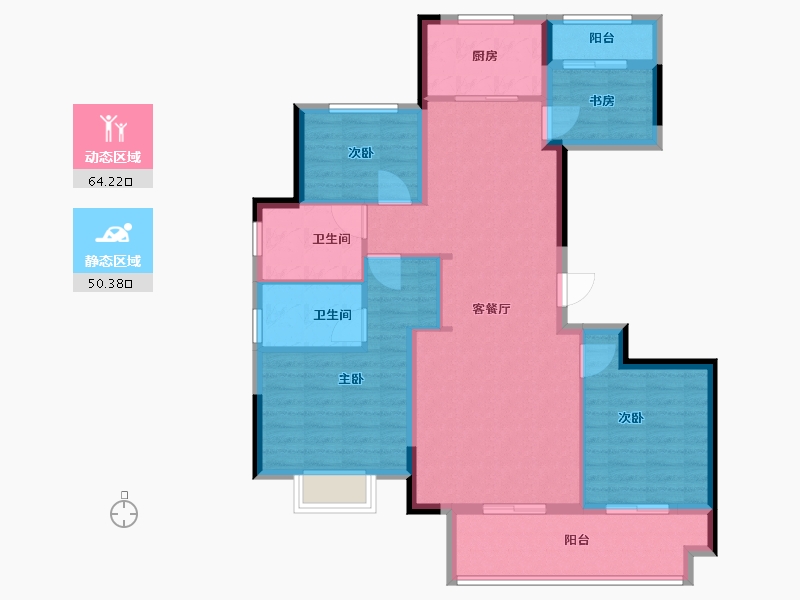 浙江省-绍兴市-鉴湖南院-103.00-户型库-动静分区