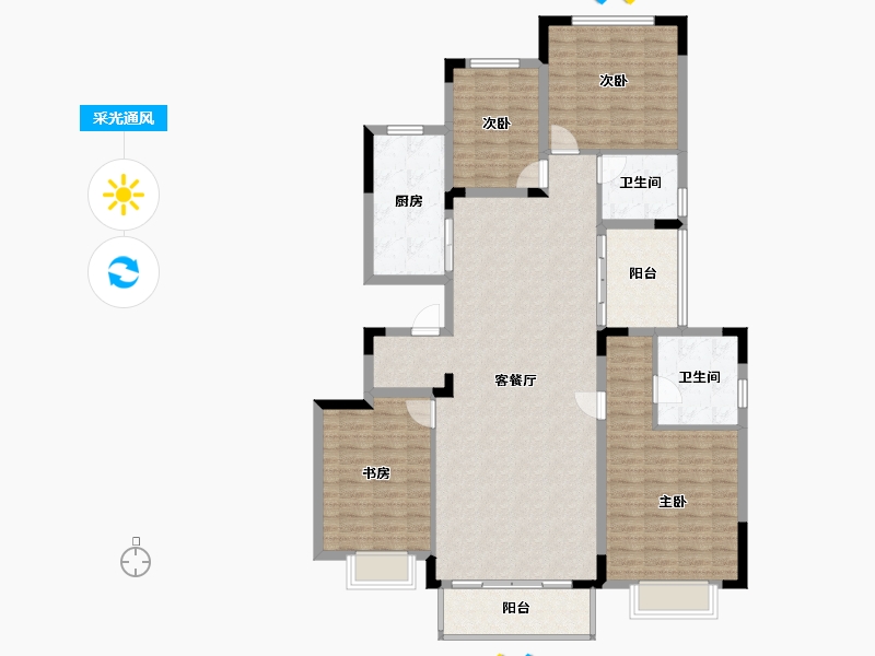 浙江省-湖州市-恒大林溪竹语-136.00-户型库-采光通风