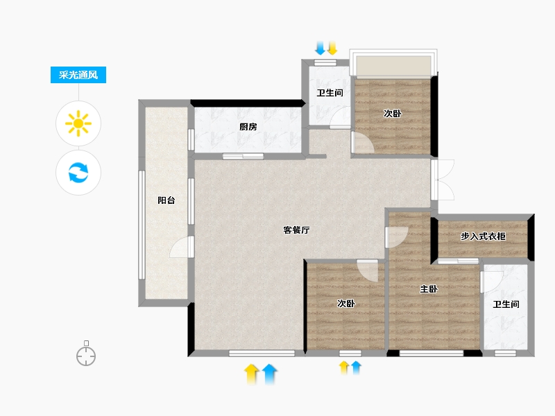 四川省-成都市-武侯金茂府-107.62-户型库-采光通风