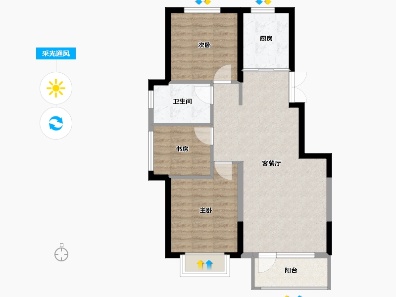 辽宁省-丹东市-江山和鳴-69.86-户型库-采光通风