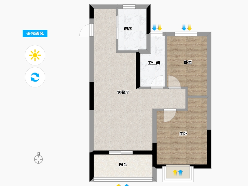 浙江省-金华市-都会文澜-60.80-户型库-采光通风