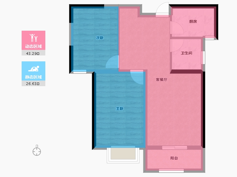 河南省-郑州市-蓝宝·桃源里-62.20-户型库-动静分区