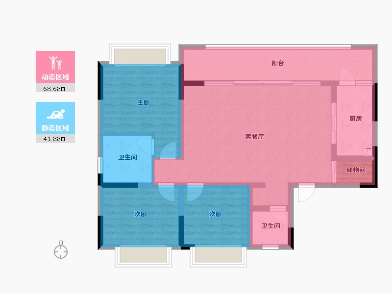 重庆-重庆市-北辰悦来壹号-98.60-户型库-动静分区