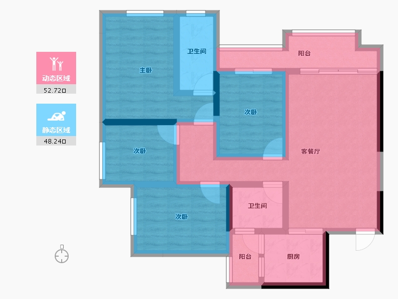 重庆-重庆市-东海香悦里-87.98-户型库-动静分区