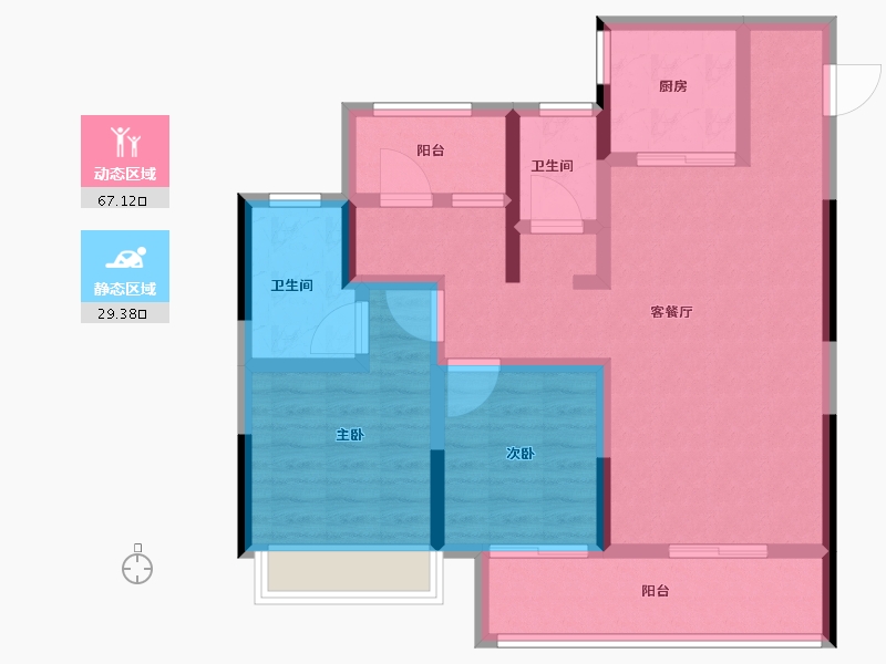 河南省-郑州市-路劲正荣·悦东园-84.81-户型库-动静分区