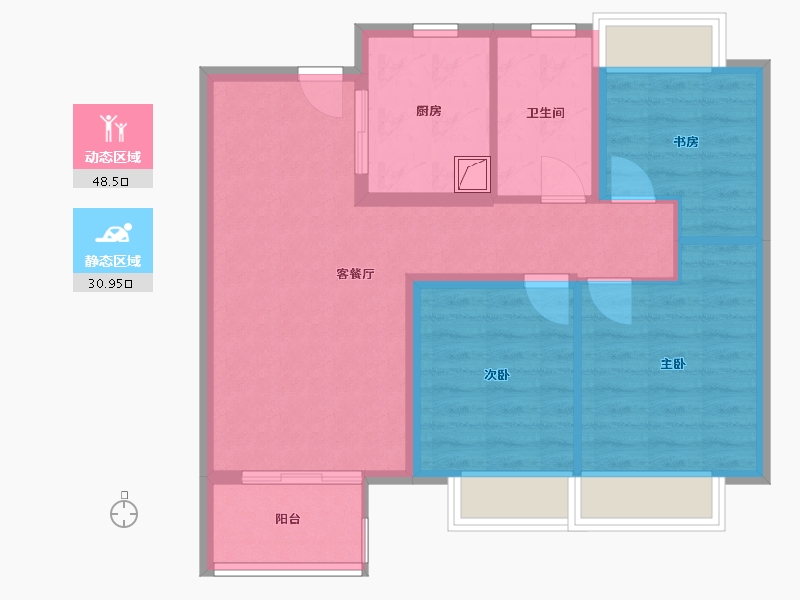 江苏省-苏州市-龙湖首开湖西星辰-70.00-户型库-动静分区