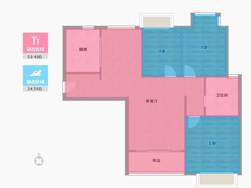 江苏省-无锡市-融创熙园五期(方庙路)-87.52-户型库-动静分区