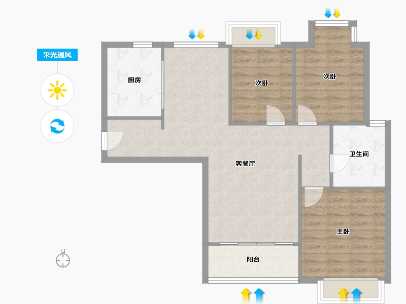 江苏省-无锡市-融创熙园五期(方庙路)-87.52-户型库-采光通风