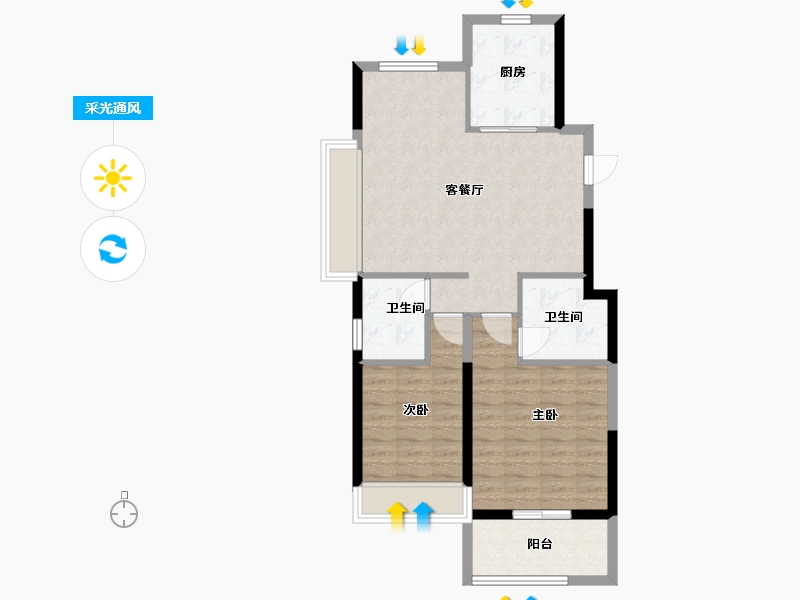 浙江省-舟山市-金宸府-75.99-户型库-采光通风