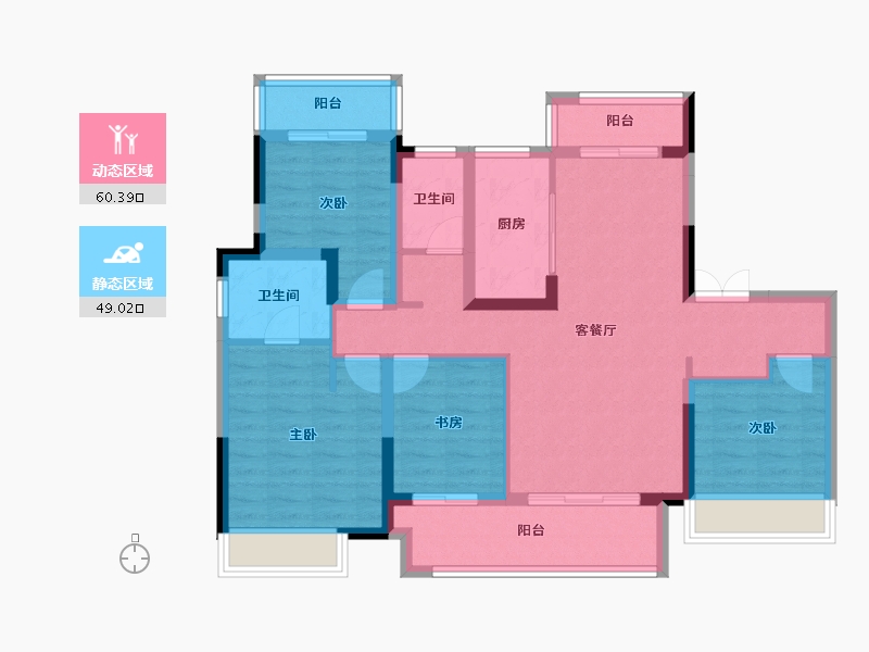 安徽省-亳州市-九铭云府-96.79-户型库-动静分区