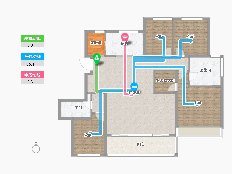 江苏省-苏州市-仁恒四季和鸣雅园-135.44-户型库-动静线