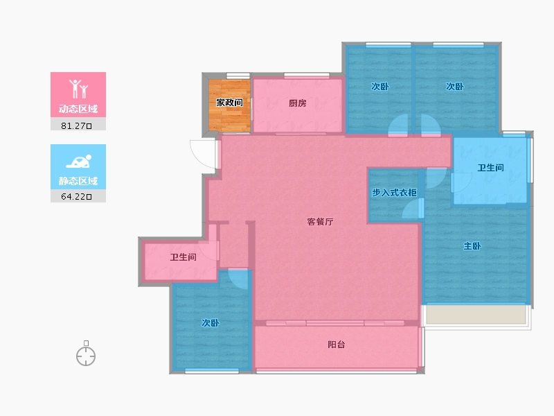 江苏省-苏州市-仁恒四季和鸣雅园-135.44-户型库-动静分区