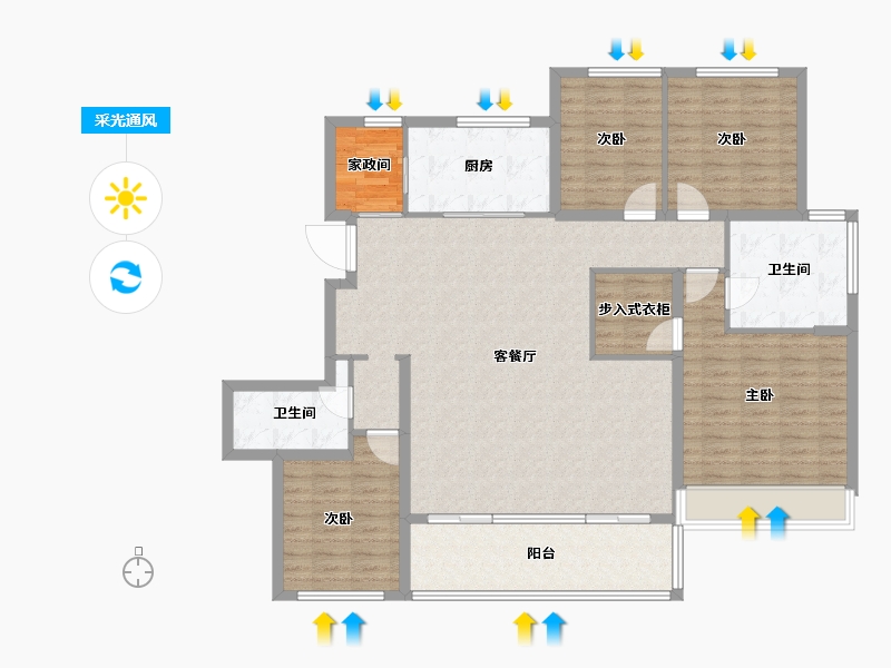 江苏省-苏州市-仁恒四季和鸣雅园-135.44-户型库-采光通风