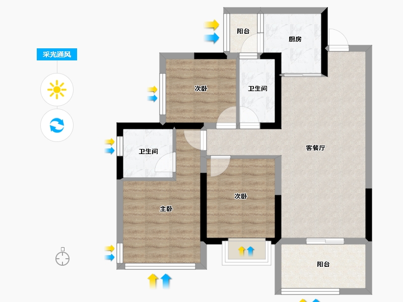 四川省-成都市-领地天府国际康城-76.26-户型库-采光通风