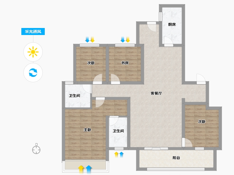 河南省-郑州市-融信江湾城-112.00-户型库-采光通风