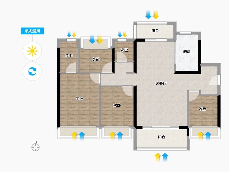 广东省-河源市-河源雅居乐美的源著-102.31-户型库-采光通风