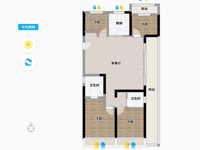 浙江省-温州市-美的君兰锦绣-98.53-户型库-采光通风