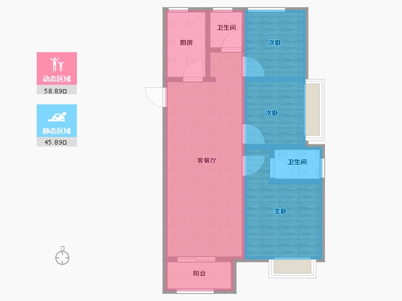 河南省-郑州市-润城东方·绿博福苑-93.60-户型库-动静分区