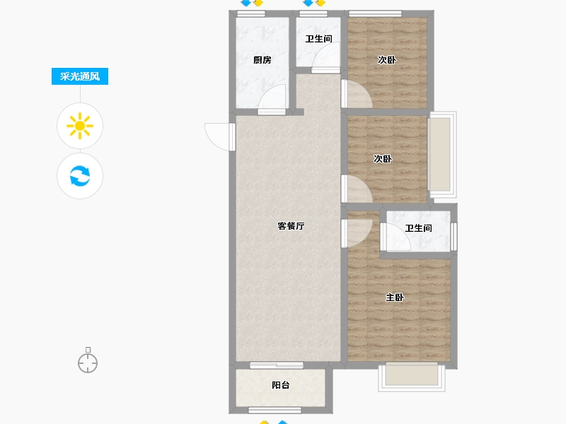 河南省-郑州市-润城东方·绿博福苑-93.60-户型库-采光通风