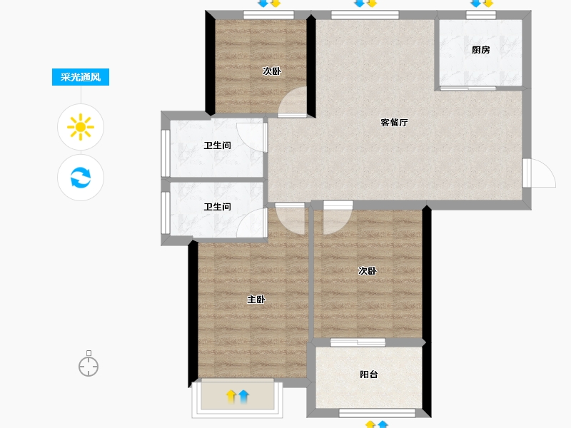 福建省-福州市-滨江时代-72.50-户型库-采光通风