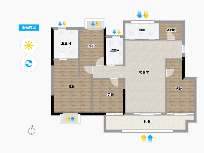 江苏省-苏州市-绿地●樾丽云庭-114.34-户型库-采光通风