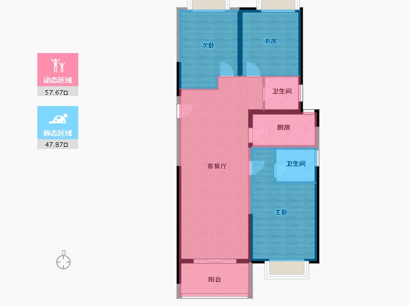 河南省-郑州市-朗悦公园府-94.97-户型库-动静分区