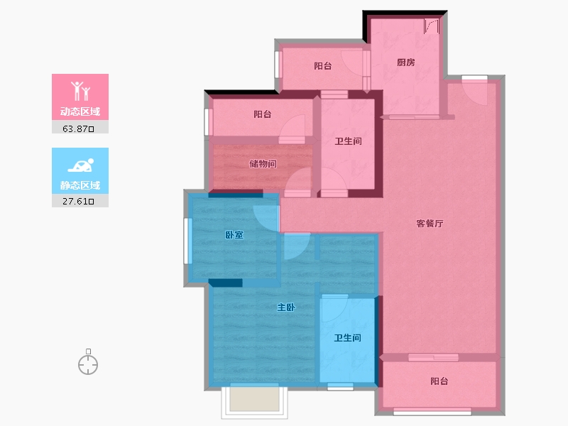 广东省-佛山市-朝安金茂悦-79.57-户型库-动静分区