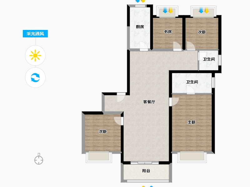 河南省-郑州市-朗悦公园府-120.25-户型库-采光通风