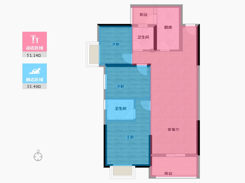 福建省-泉州市-百信御江帝景-75.20-户型库-动静分区