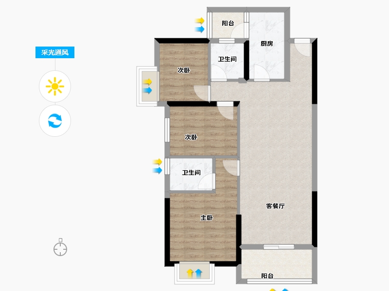 福建省-泉州市-百信御江帝景-75.20-户型库-采光通风