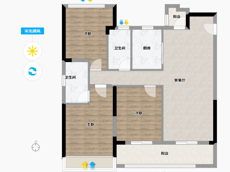 浙江省-舟山市-绿城凌波秋月-96.00-户型库-采光通风