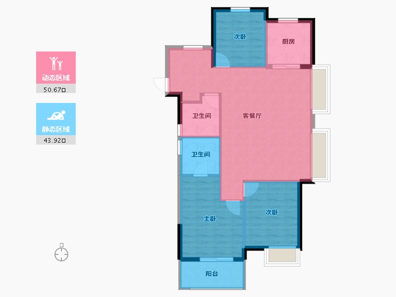 浙江省-宁波市-禹洲海西明月府-86.40-户型库-动静分区