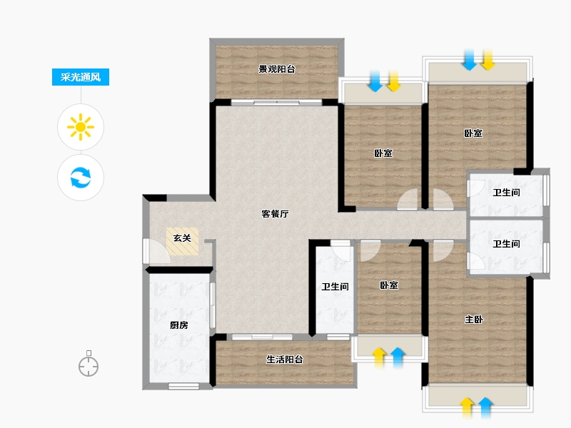 广东省-湛江市-君临世纪-142.81-户型库-采光通风