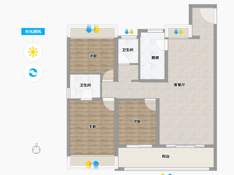 江苏省-苏州市-中国铁建吴韵青秀-103.20-户型库-采光通风