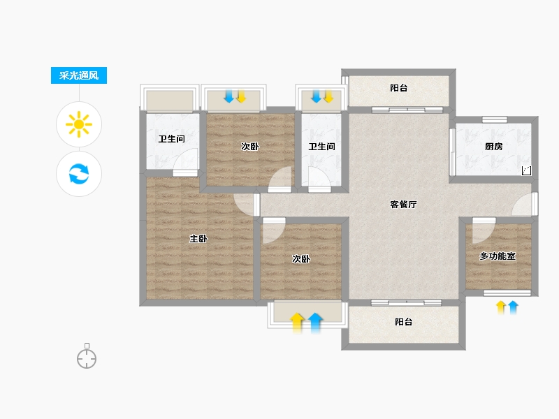 广东省-江门市-保利西海岸半岛-104.21-户型库-采光通风