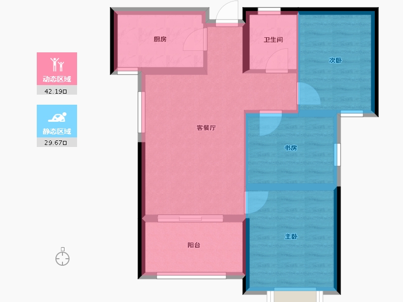 福建省-福州市-滨江时代-63.72-户型库-动静分区