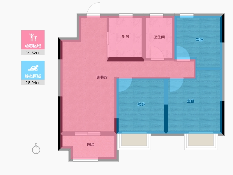 浙江省-舟山市-融创金成微风之晨苑-60.05-户型库-动静分区