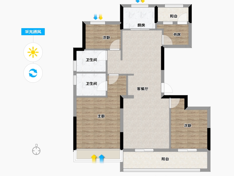 浙江省-舟山市-金宸府-102.40-户型库-采光通风