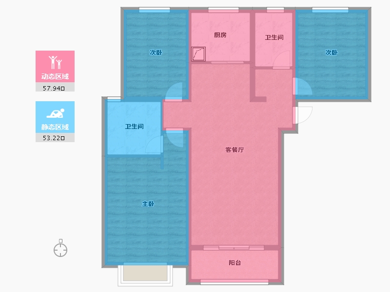 河南省-郑州市-五龙新城香沁园3号楼-100.00-户型库-动静分区